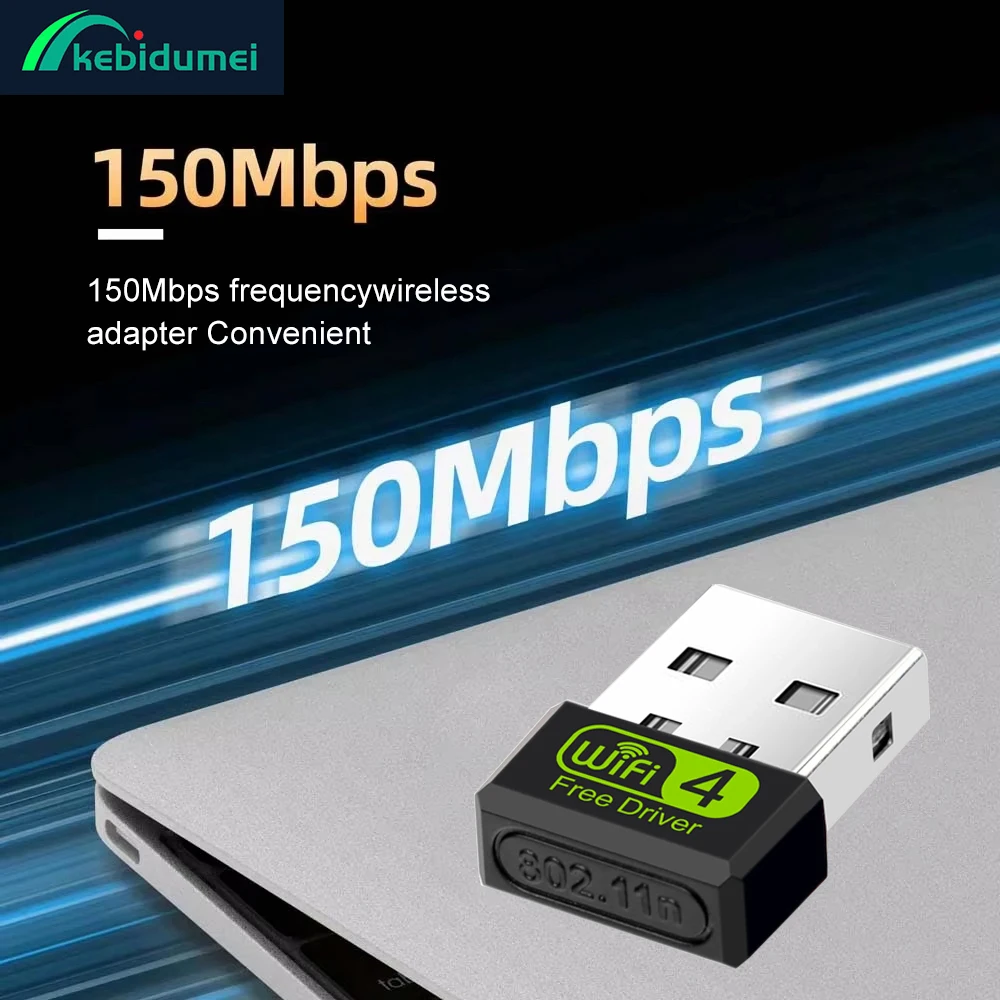 

Kebidumei 2.4G USB Wifi Adapter 150Mbps Wireless Network Card MT7601 USB Dongle Receiver 802.11b/n/g Ethernet Adapter Drive Free
