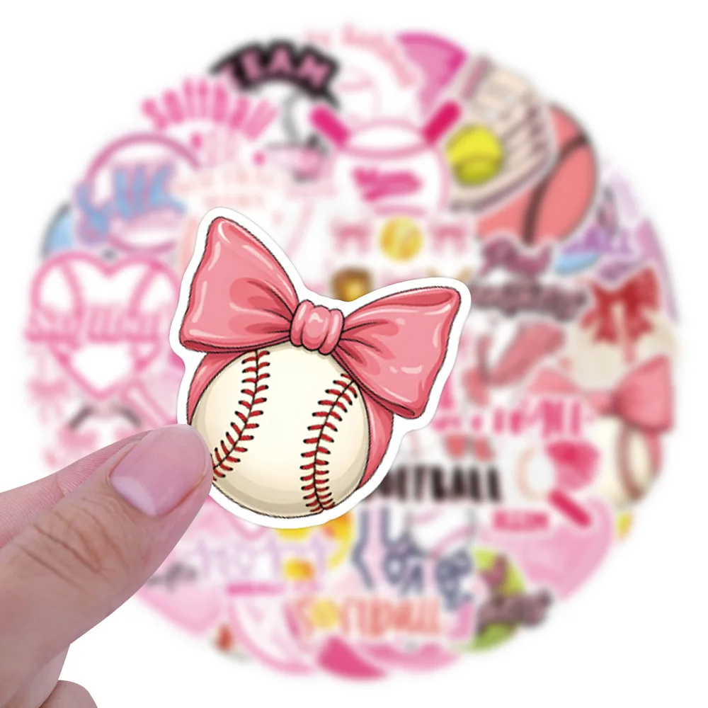 10/30/50 Uds. Pegatinas de grafiti creativas de dibujos animados de Softbol rosa deportivo álbum de recortes decorativo taza de agua funda de teléfono maleta calcomanía de juguete