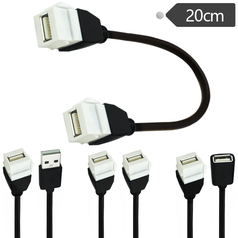 رأس أنثى USB 2.0 مع لوحة مشبك كابل منفذ أنثى قابس حائط USB كابل لوحة الإدراج المباشر 2.0 مع مقبس كابل #1