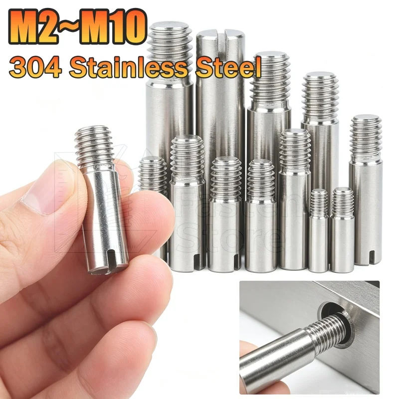 M2 M2.5 M3 M4 M5 M6 M8 M10 GB878 304 A2 Stainless Steel Outside Thread Solid Dowel Pin Slotted Head Positioning Roll Shaft