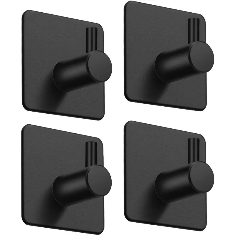 4pcs Self Adhesive Hooks, on Hooks Stainless Steel for Heavy Duty, Waterproof, Strong Sticky for Hanging Towels and Coats