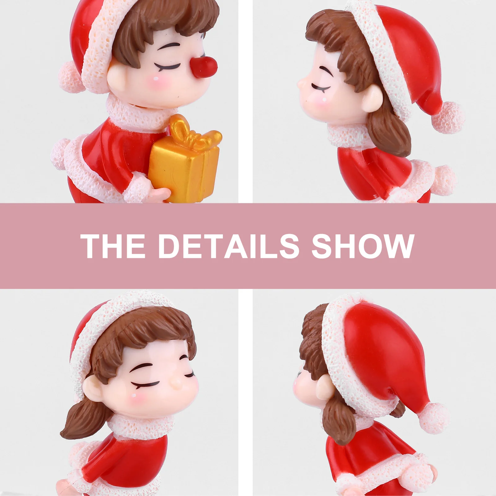 

4Pcs Christmas Resin Couple Micro Landscape Mini Ornament Desktop Decor Creative Xmas Resin Decoration for Garden