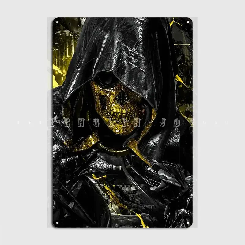 Death Stranding Gold Mask Metal Plaque Poster Cinema Living Room Cinema Customize Plaques Tin Sign Posters