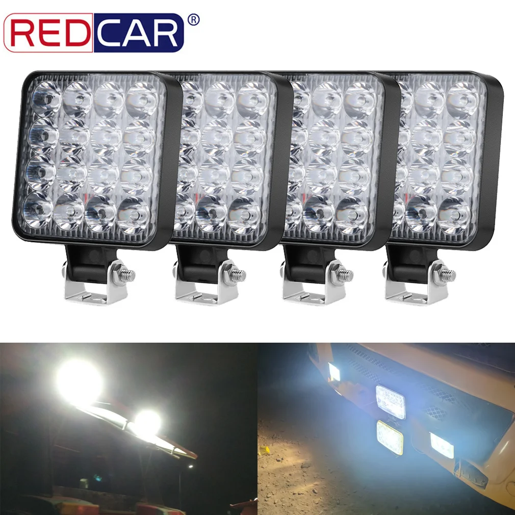 48W 16 Led 12V 24V LED Light Bar Work Light For Car Tractor Boat Truck 4X4 4WD SUV ATV Off Road Car SUV ATV Barra LED Headlights 