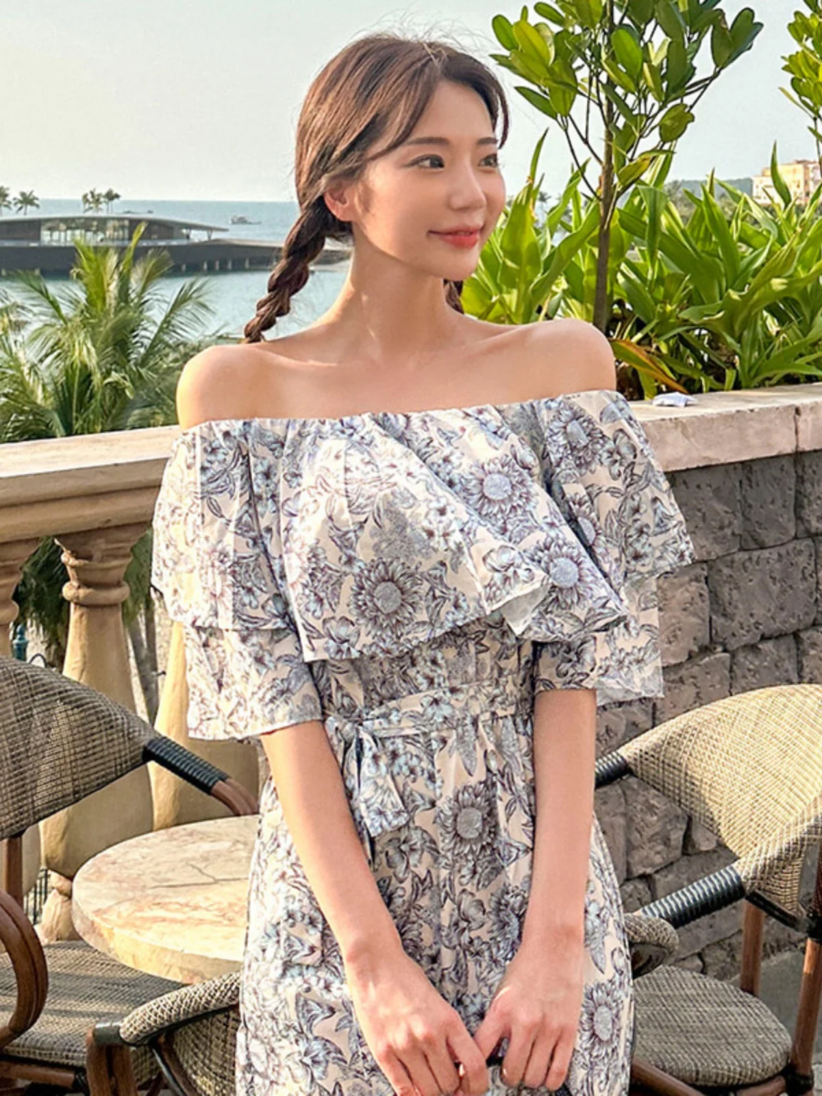 Disoo คู่รักฤดูร้อนชุดชายหาดความรู้สึกระดับไฮเอนด์ irt และชุดกระโปรงเดินทาง Sle เอวสูงตรงกางเกงขายาว