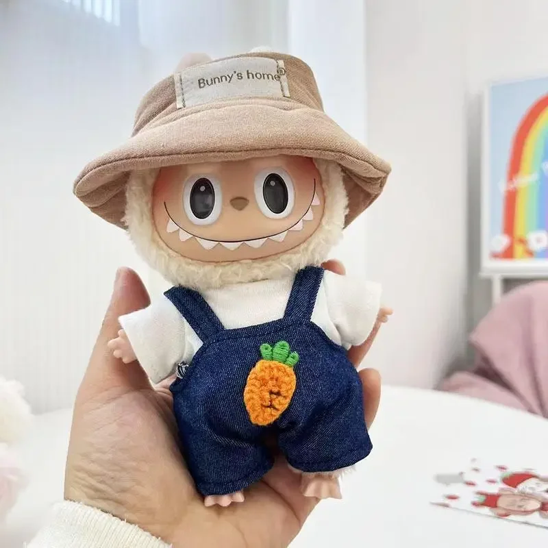 Per 17cm carino Mini peluche vestiti per bambole accessori per la corea Kpop Exo Labubu II Idol bambole maglione felpa con cappuccio abbigliamento fai da te K