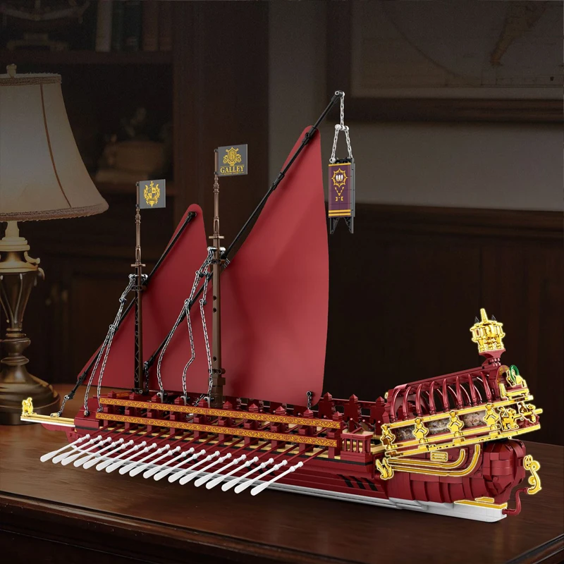 IN STOCK MOC Creativity Sailing Pirate Ship Building Blocks Model Medieval Warship Assembling Toys for Boys Christmas Gift Set