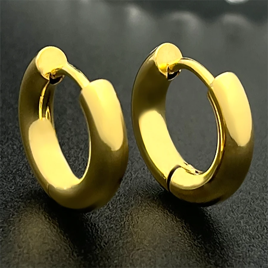 1 Pair of Stainless Steel Small Block Hoop Earrings for Women Gold Black Hoop Earrings Earrings Spiral Hoop Piercing Size 3mm