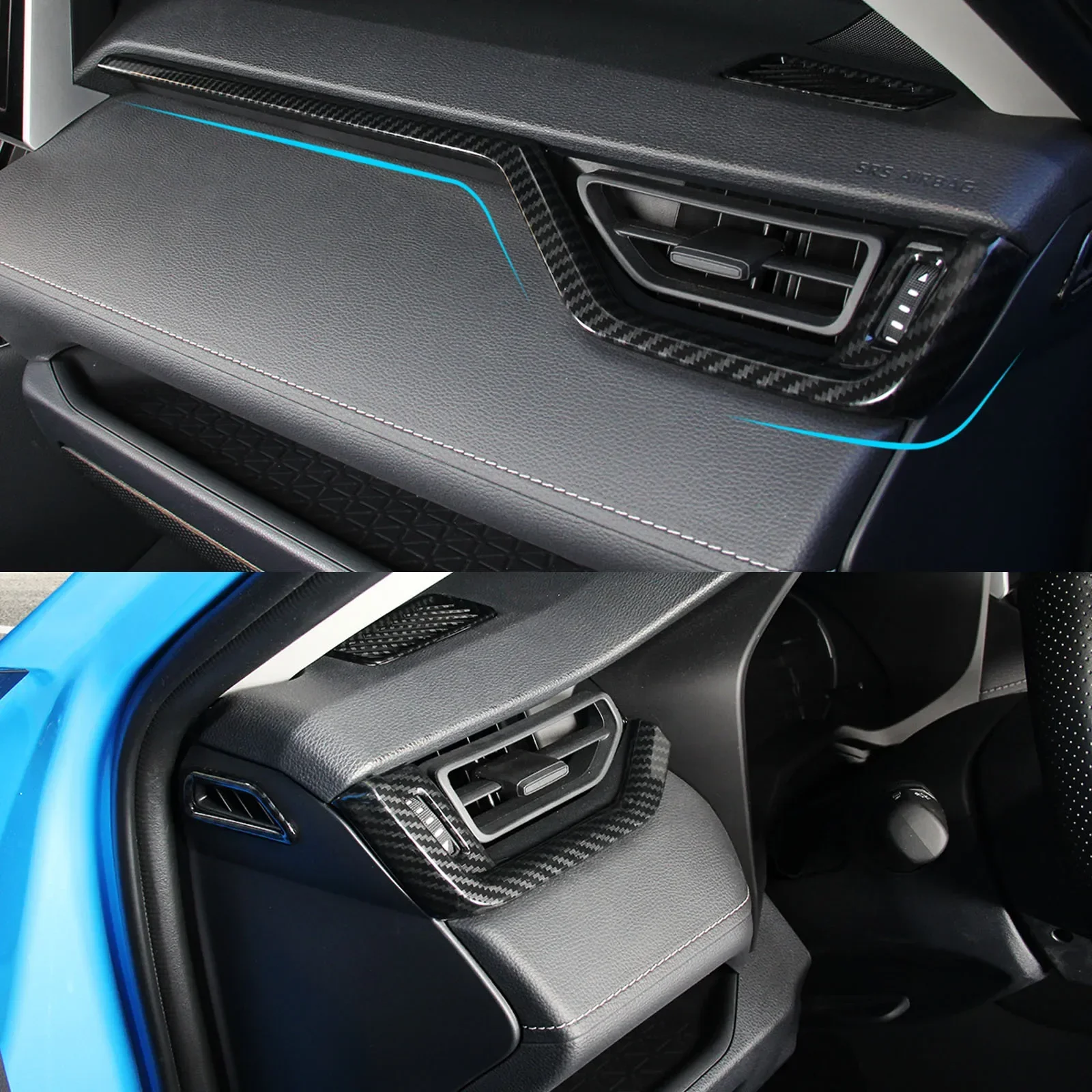 Carbon Fiber ABS Interior Dashboard Center Console Stripe AC Air Vent Cover Trim For Toyota RAV4 2019 2020 2021 2022 2023 2024