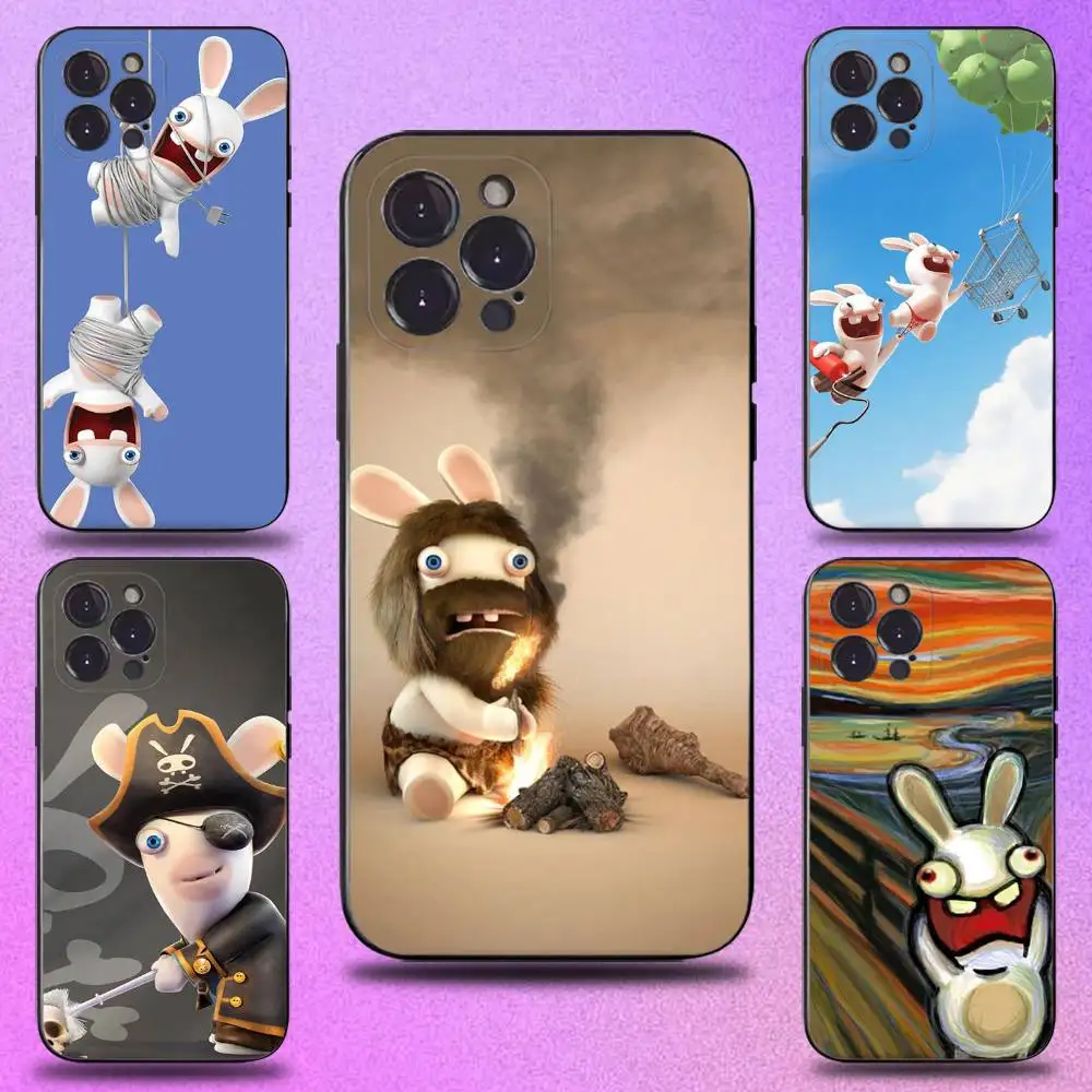 

R-Rabbids R-RavingS Phone Case For iPhone 16,15,14,13,12,11 Plus,Pro Max,XS,X,XR,SE,Mini,8,7,Soft Silicone Black Cover