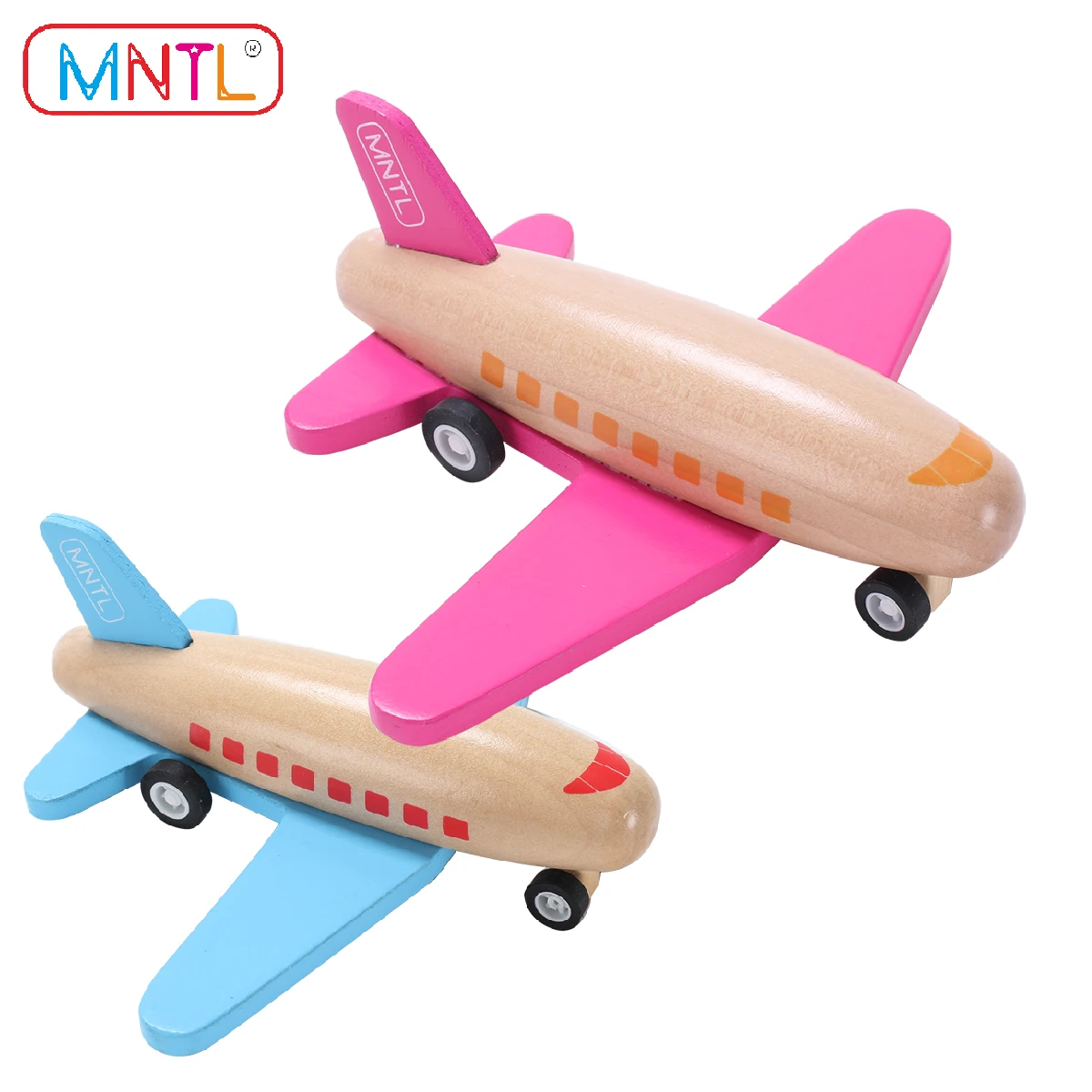 

MNTL Wooden Airplane Toys STEM Pull Back Go Plane Model Friction Powered Helicopter Aircraft Kids Toddlers Boy Baby Girl Gift