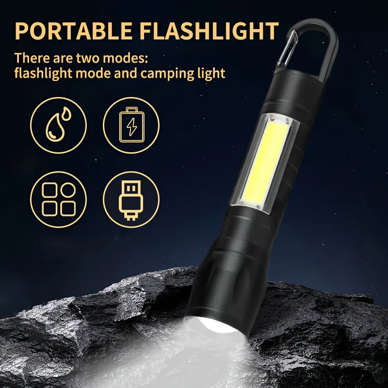 

Rechargeable LED Zoomable Flashlight Torchlight Portable for Camping Hiking Fishing Emergencies Home Outdoor Gift Lighting Lamp