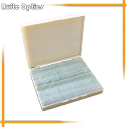 100 pcs Professional Type Prepared Glass Microscope Slides  in Plastic Box for Student and Lab