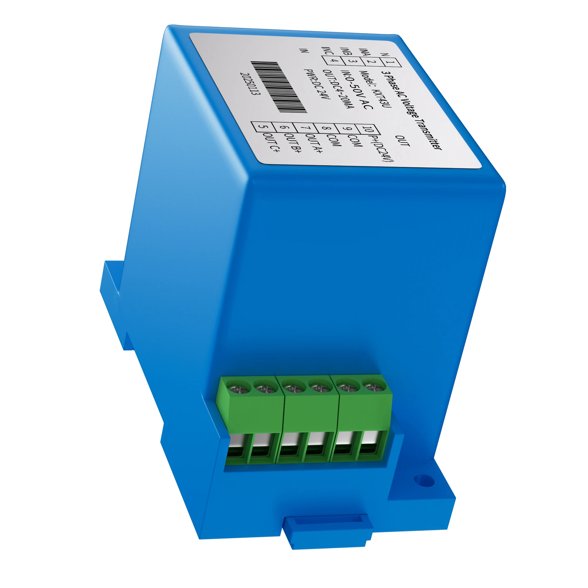 AC Voltage Sensor Transmitter 0-100V 0-220V 0-380V 4-20mA 0-10V 0-5V RS485 3P4W Voltage Transducer Transmitter