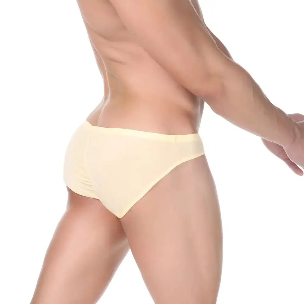 Men Briefs Low Waist Butt Underwear Ice Silk U-Convex Bulge Pouch Panties Skinny Scrunch Lifting Buttocks Line Man Underwear