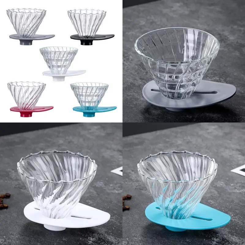 for Wholesale Glass Coffee Filter Dripper Slow Brewing Accessories Pour Over Coffee Maker with Base