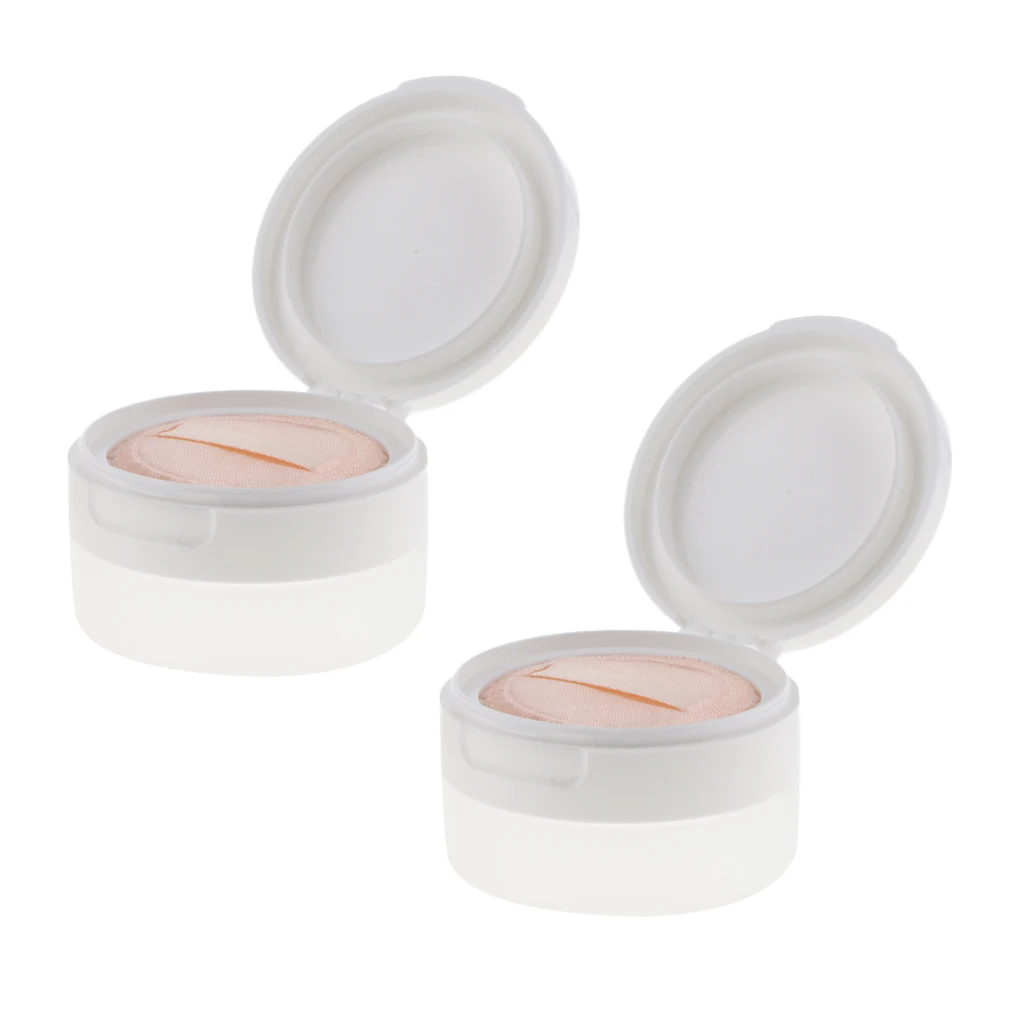 2 pezzi fondotinta vuoto Make-up flacone cosmetico contenitore per soffio di polvere 50g-trasparente/bianco