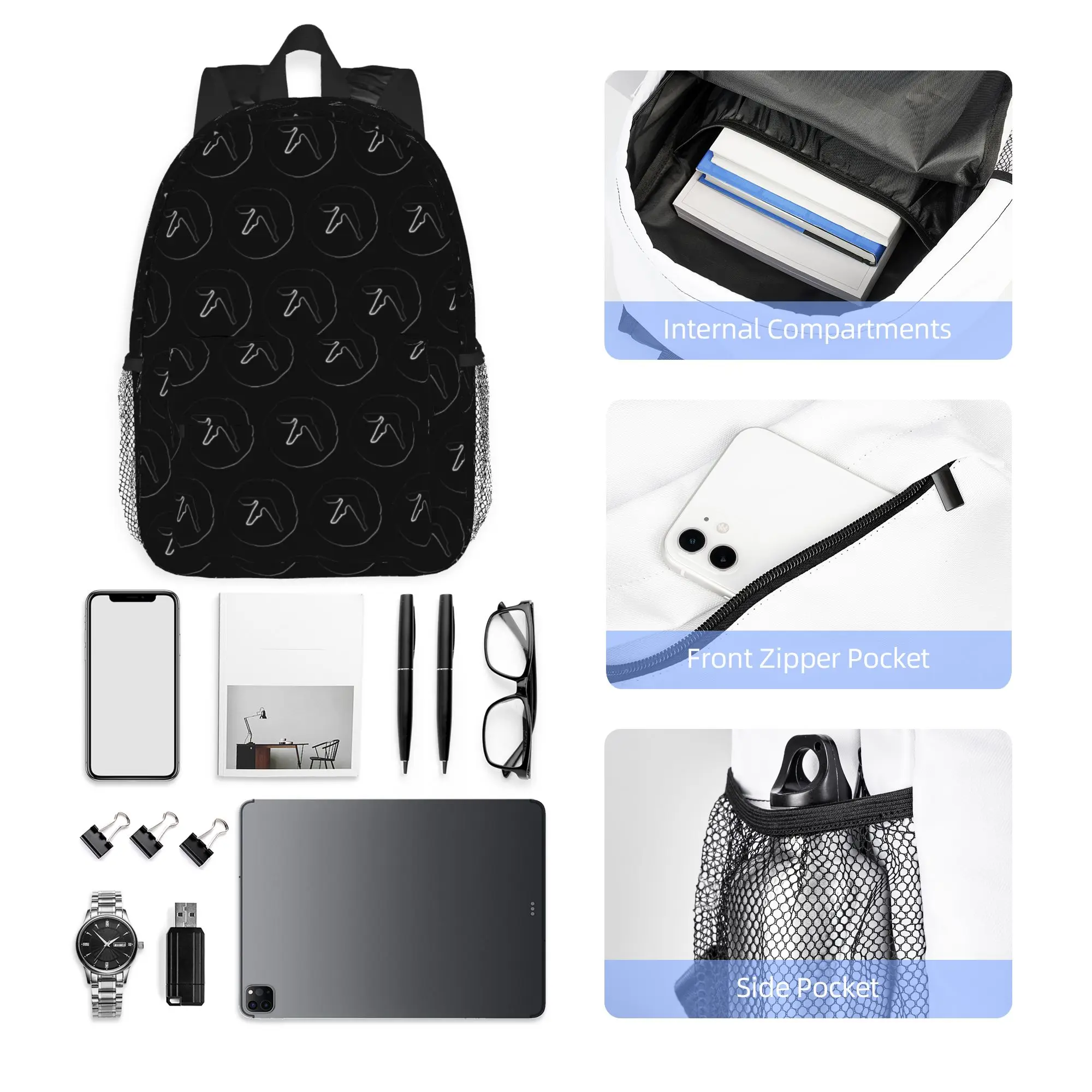 Aphex Twin Creative Y2K logo Backpack Hot Sale Daypack Large Capacity Boys Girls BookBag Shoulder Bags for Men Women School Bag