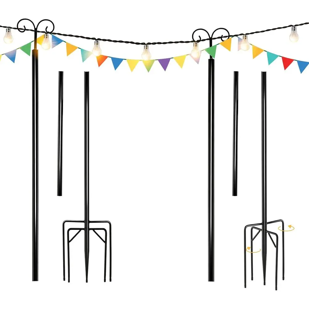 

Металлические столбы для уличных гирлянд, 2 шт., 10 тонн, с крюками для подвешивания гирлянд, сверхпрочные, для сада, двора, патио