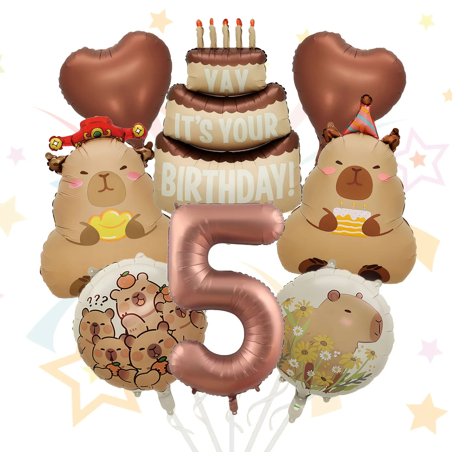 1 Set Cartoon-Tier Capybara-Thema Geburtstagstorten-Ballon-Banner Kinderparty-Dekorationen Zahlen-Folienballon Babyparty-Geschenke