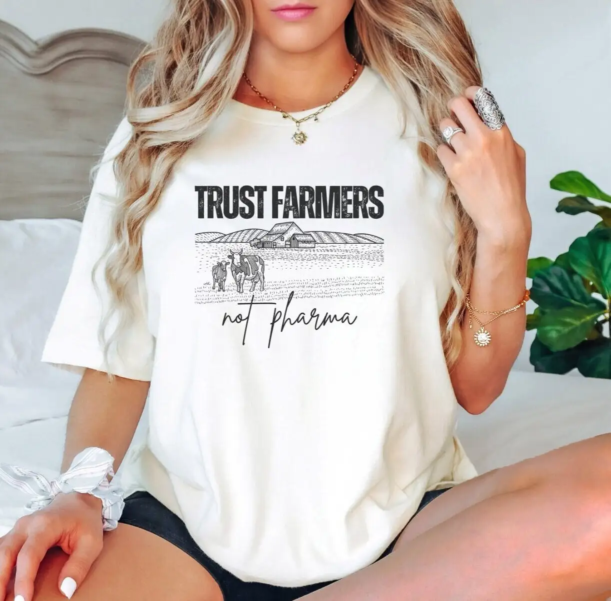 Trust Farmers Not Pharma T Shirt Farming PatrioT Country Conservative Farm Life Anti Homestead