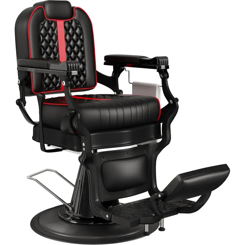 

Черно-красное парикмахерское кресло, мягкое кресло-реклайнер с регулируемой спинкой, широкое устойчивое основание, вращение на 360° ° Поворотный механизм, усиленный, для парикмахерских, 5 шт.