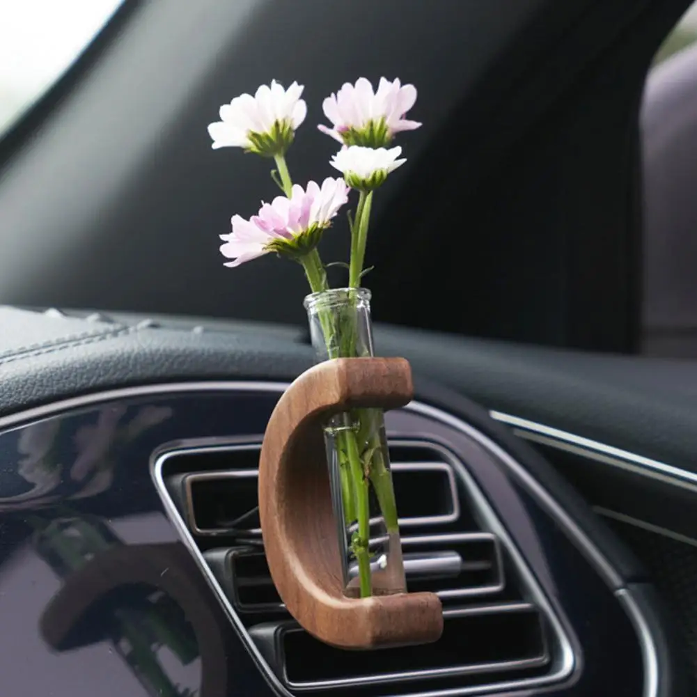 

Car Flower Vase Holder Car Flower Arranger Wooden Car Vase Vent Clip Dashboard Decor Unique Flower Arrangement for Vehicle