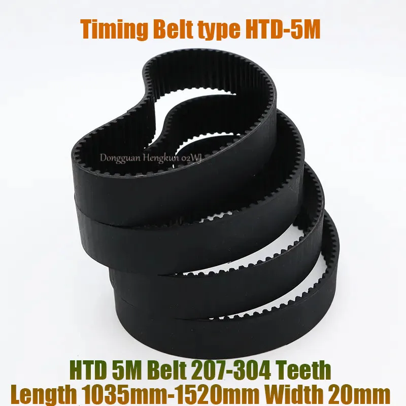 

HTD 5M Timing Belt 1035-1100-1200-1520mm Length 20mm-Width 5mm-Pitch Rubber Pulley Belt Teeth 207T-304T HTD5M Synchronous Belt