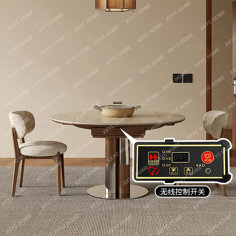 M Fangyuan dual-purpose rock slab dining table solid wood small apartment modern light luxury