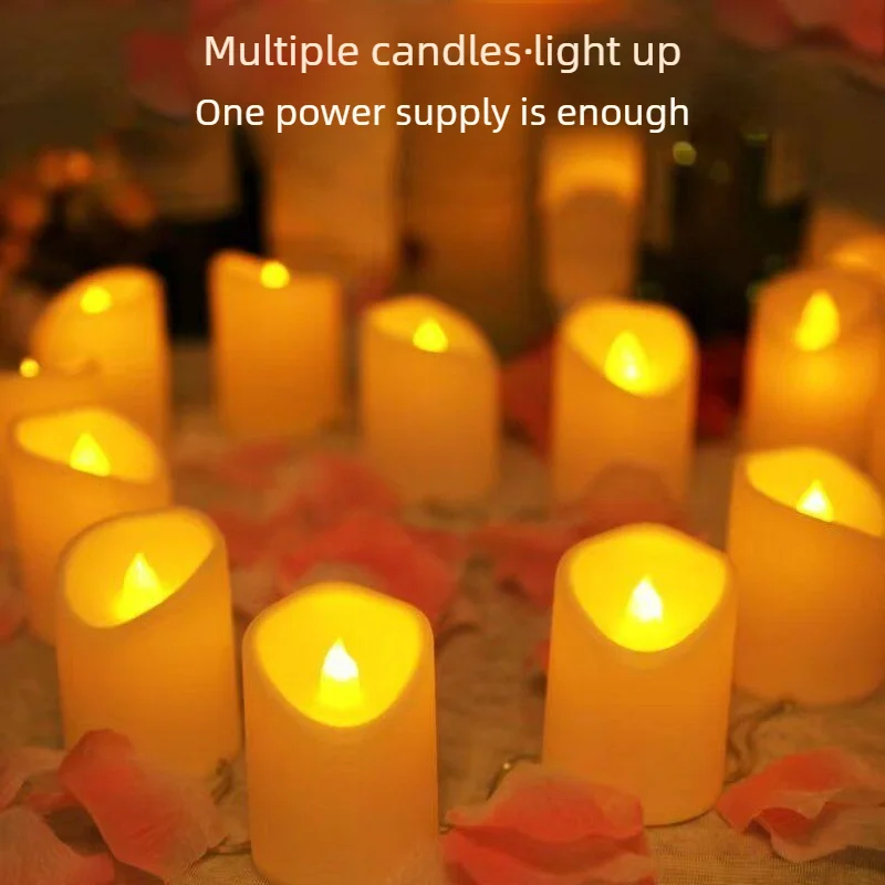 LED Faux Candle String Lights – USB-Powered, Low-Voltage, Warm-Light Flickering Effect – Ideal for Birthdays and Weddings