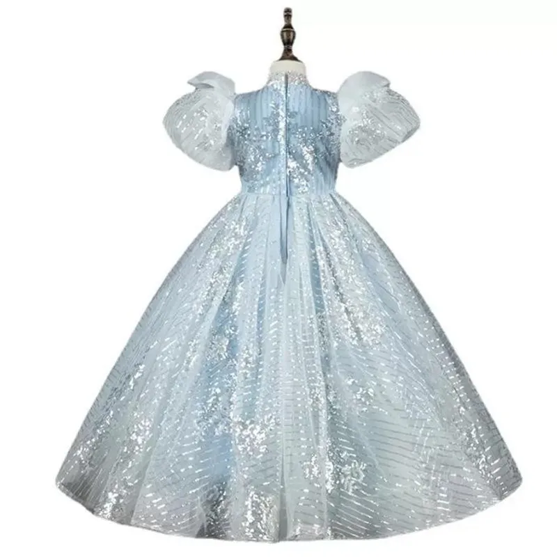 Baljurk Prinses Pageant Jurken Bloem Meisje Jurken Voor Bruiloft Pailletten Applique Tulle Meisjes Birthday Party Gown