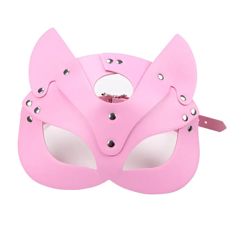 Máscara de zorro para Cosplay de Halloween para mujer, máscara de media cara de gato de cuero PU para fiesta, disfraz de Animal Sexy, accesorios de actuación para mascarada, 1x