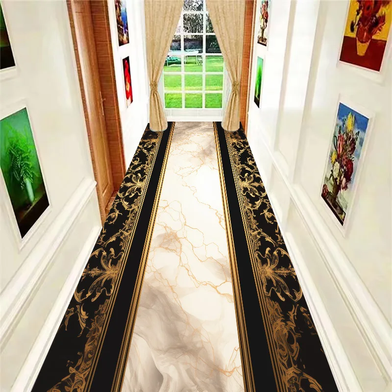 Chinese Style Long Corridor Carpet Villa Lobby Hall Runners Living Room Entryway Non-slip Rugs Aisle Stair Carpet Customizable