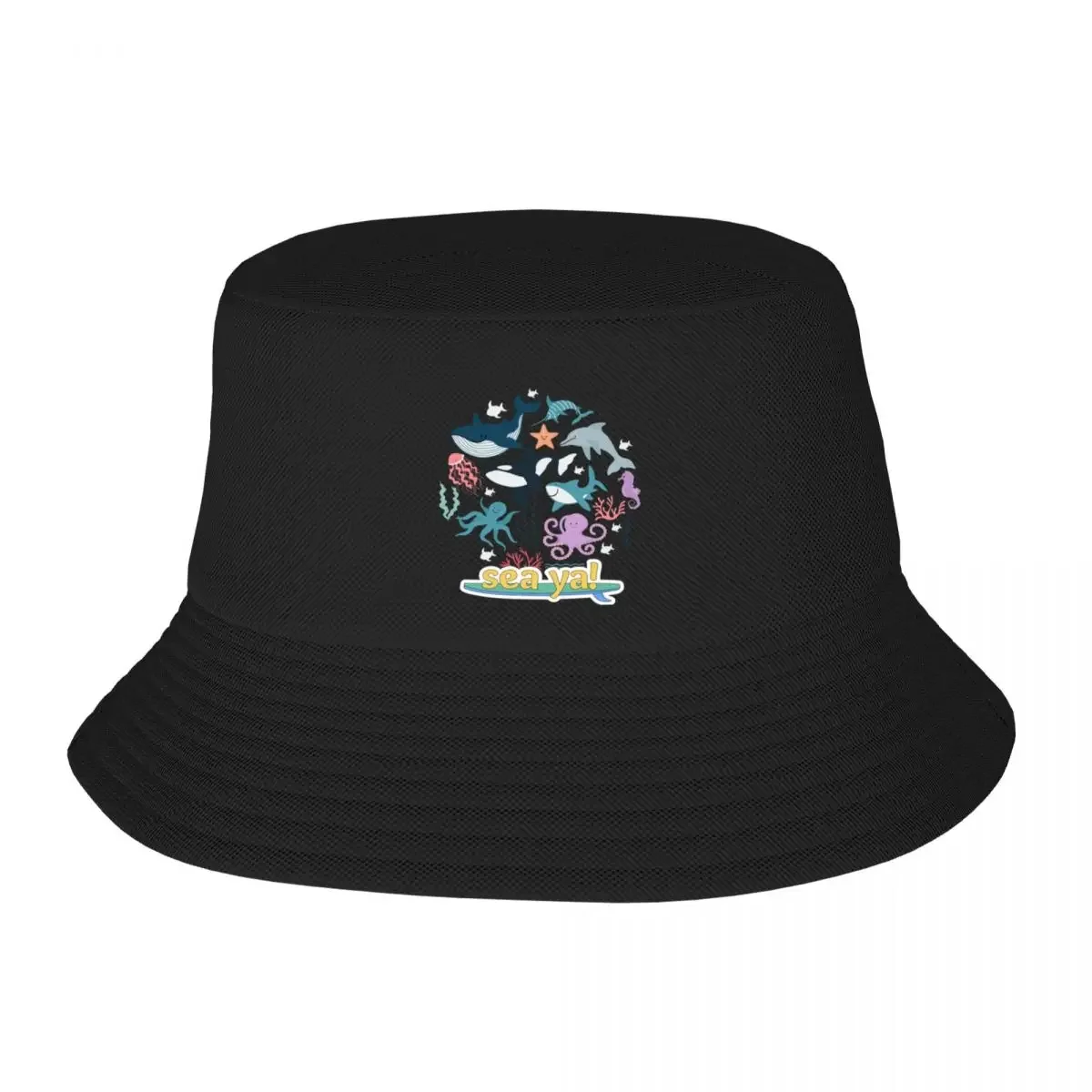 Sea Ya, Cute Sea Creatures Aesthetic Beach Vibes/ Hot Summer Aesthetic Beach Vibes/Cute Sea Creatures Beach Bucket Hat