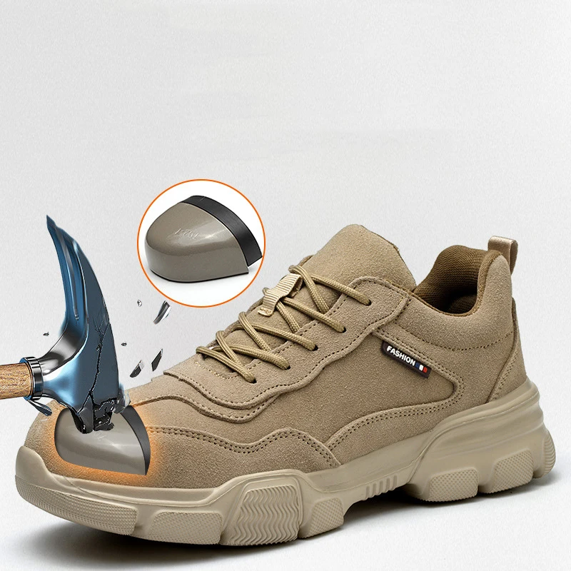 Oulylan New Wear Resistant Slip Resistant Safety ProtectionShoes Steel Toe Anti-Puncture Breathable Lightweight Shoes