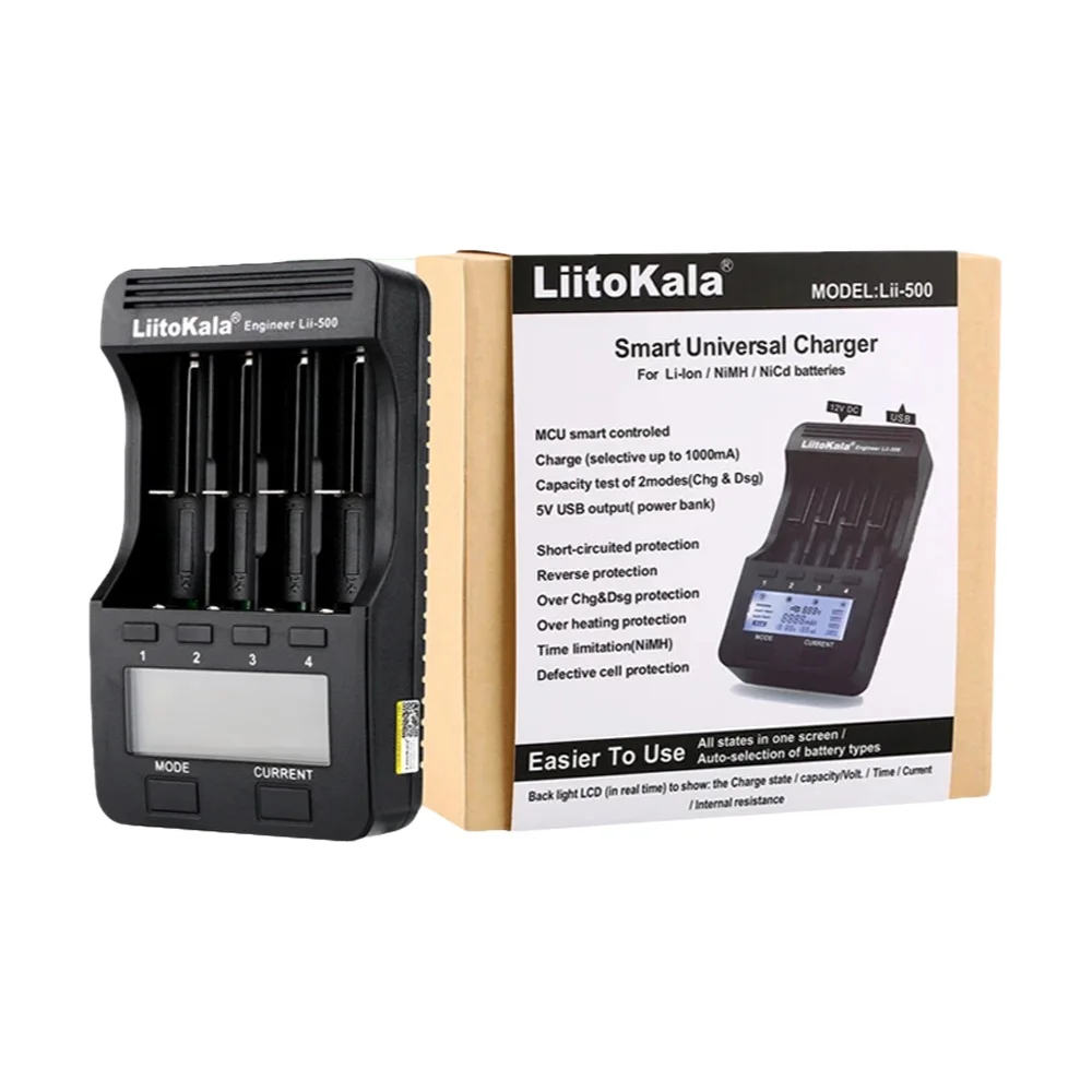 Ładowarka do akumulatorów Liitokala Lii-500 Lii-202 Lii-100 Lii-402 3.7V/1.2V 18650/26650/16340/18500 z wyświetlaczem Lii500 — zdjęcie produktu 7