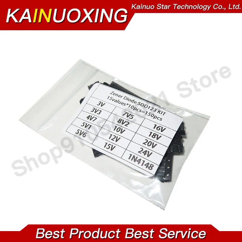 15values*10PCS=150PCS KIT SOD-123 1206 0.5W Zener diode SMD package 3V 3V3 4V7 5V1 5V6 7V5 8V2 10V 12V 15V 16V 18V 20V 24 1N4148