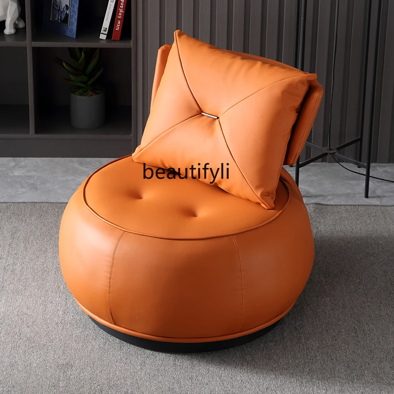 Light Luxury Lazy Sofa Italian Minimalist Living Room Single Leisure Chair 360 ° round Swivel Chair Bedroom Balcony Recliner