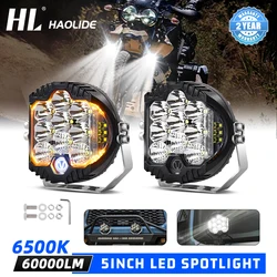 Hl Side Shooter 5Inch Led Koplamp Auto 6500K Wit Rijwerk Licht Amber Drl Voor Offroad 4X4 Truck Mistlicht 12V 24V