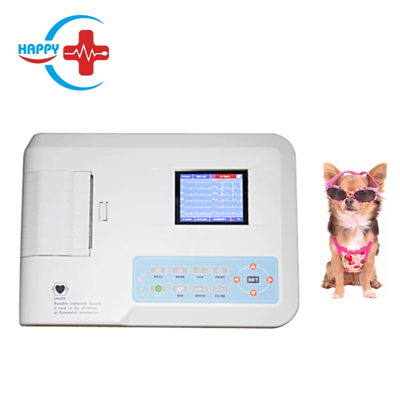 HC-R002 portable electrocardiogram machine veterinary single channel ECG machine with 3.5 Inch LCD display