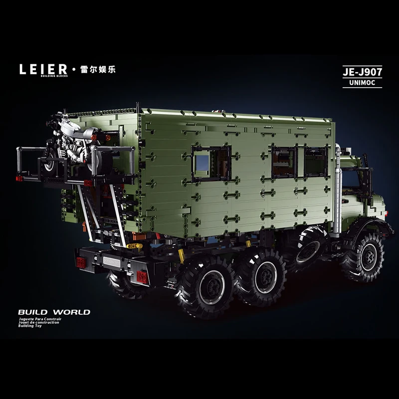 Technical Car Mercedes-Benz Building Blocks Bricks J907 Nomad Rv Motorhome Off-Road Unimog Program Toys For Kids Sets