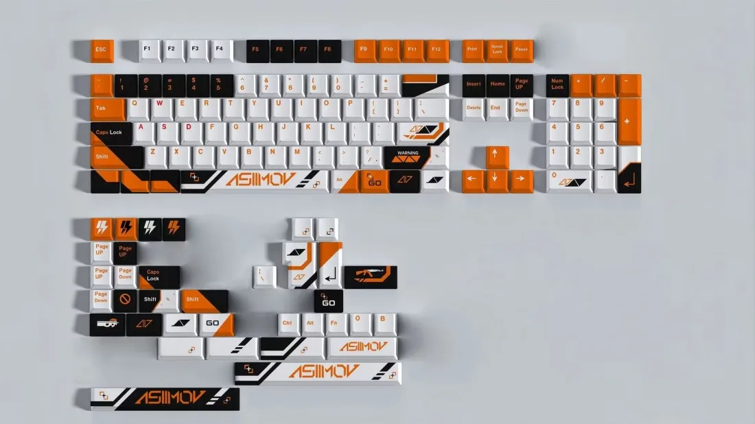 PBT Keycaps for Mechanical Keyboard,Asiimov Colorway for CSgo CS2 Fans,Cherry Profile,Dye Sublimation,Including ISO Kit