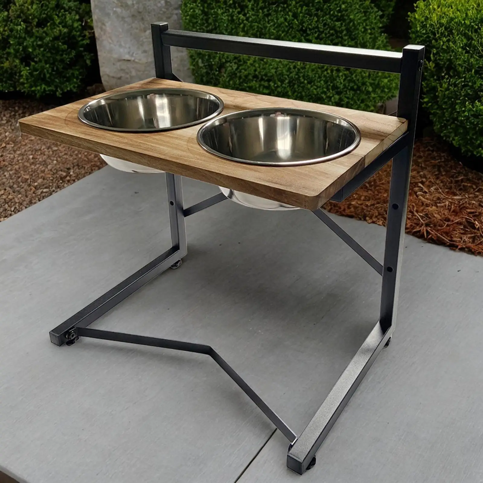 

Elevated Dog Bowls Raised Pet Bowl Stand Adjustable Height 2 Stainless Steel Bowls Dog Food Bowls for Puppy Cats Large Dogs