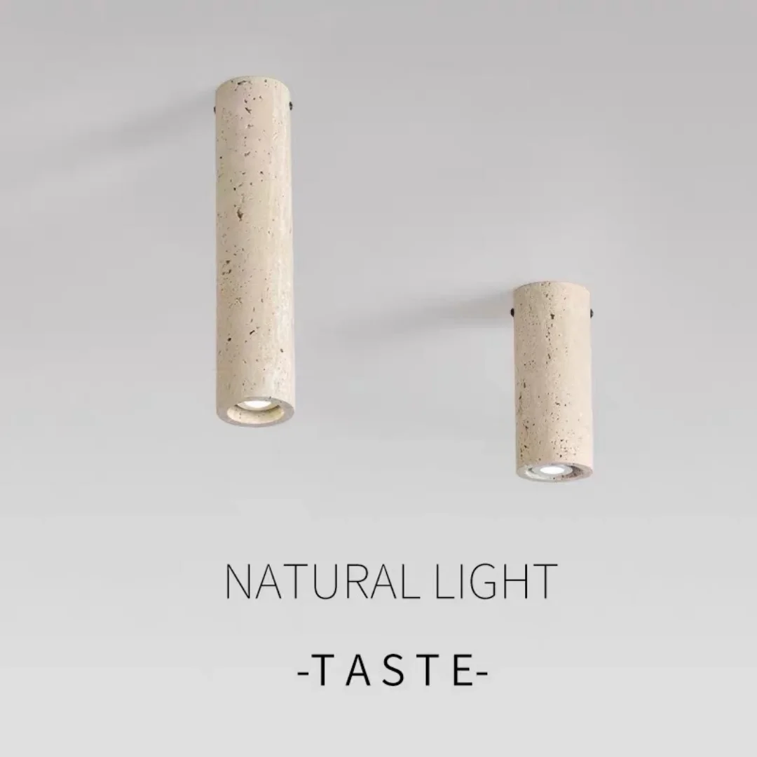 Cylindrical Travertine Ceiling Lamp Stone DownLight with E27 Spot Light Bulb Balcony Dressing Room Counter Lighting Fixtures