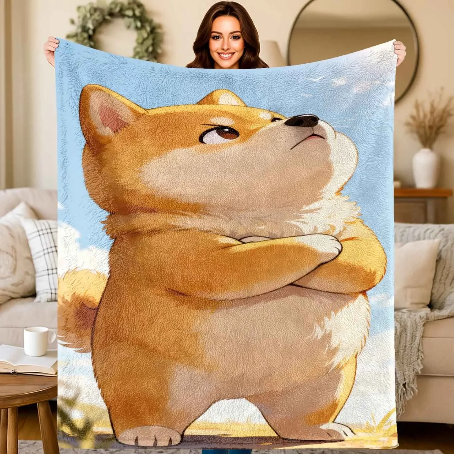 Cute Dog Pet Blanket Throw Cozy Fleece Plush Bedspread For Sofa Couch Decor Large 150x230cm Animal Gift