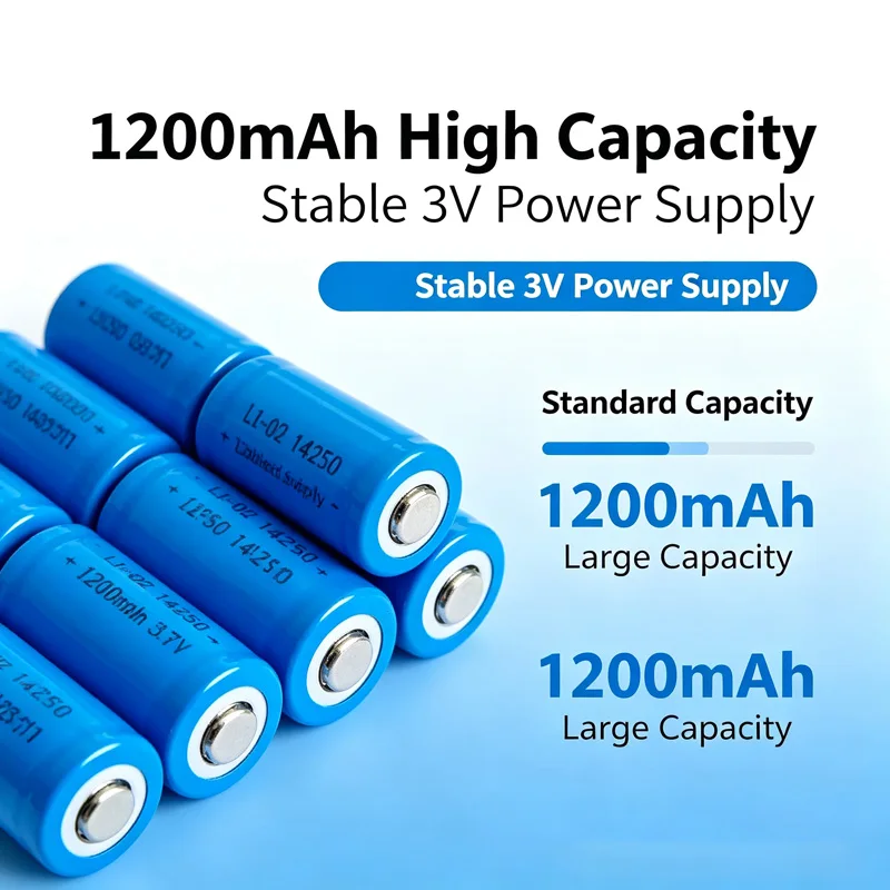 14250 CR2 1200mAh 3V Rechargeable Lithium‑ion Button‑Top Battery For Digital Camera Flashlight Infrared Sensor Equipment