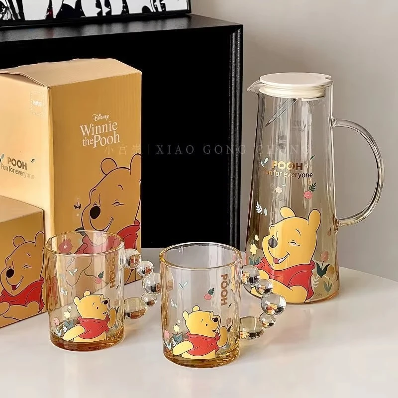 

Winnie the Pooh Mug Set Home Pooh Bear Glass Living Room Hospitality Mug Water Bottle Cartoon Coffee Mug Home Disney