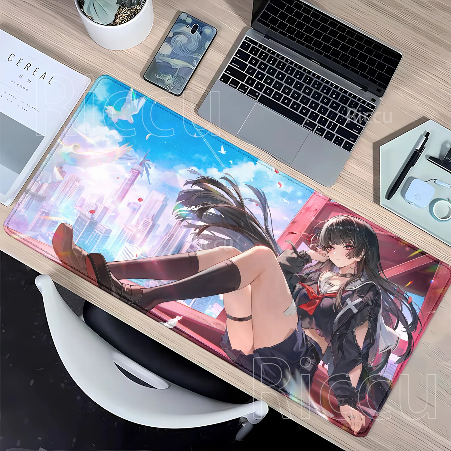 PC Gaming Mouse Pad Chisa Wuthering Waves Keyboard Office E-sports Nonslip Base Desk Mat PC Rubber Overlock HD Printing Mousepad