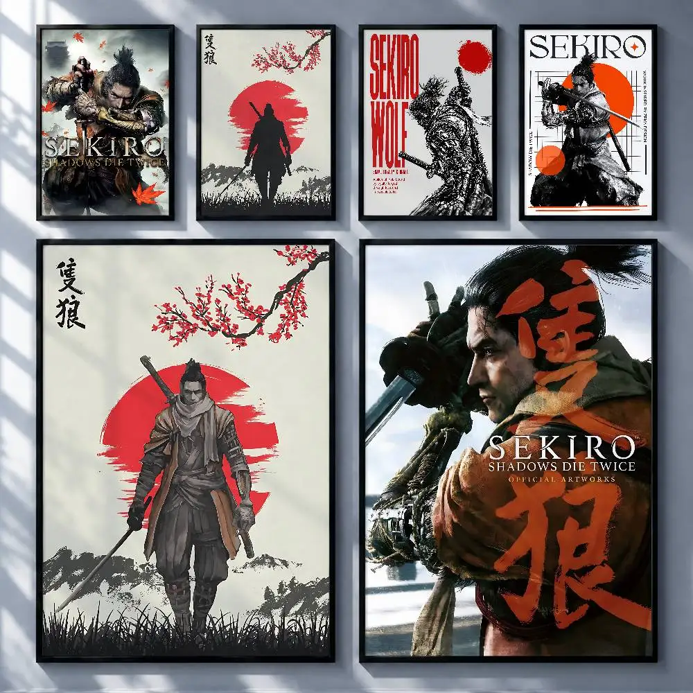 Dark Game Sekiro Posters Premium Self-Adhesive No Residue Wall Sticker for Home Office Bar Decor