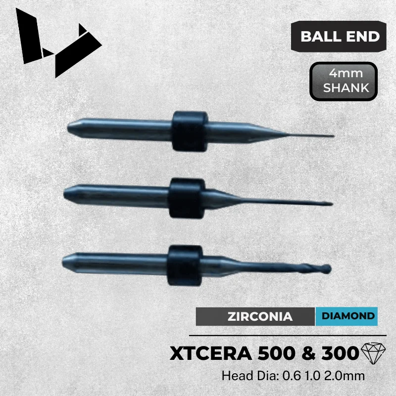 Xtcera 600 600s D5 300 Dental Milling Machine Compatible Tools 1.5mm 2.0mm 3.0mm End Mills for Titanium CoCr